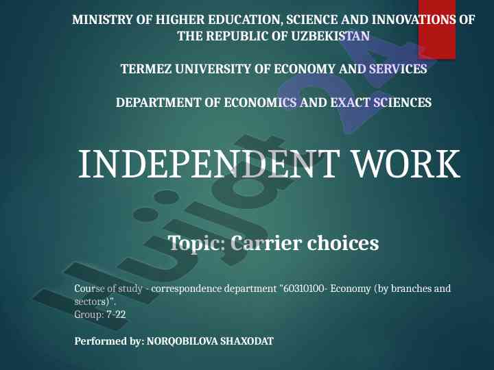 Carrier choices in economy branches and sectors