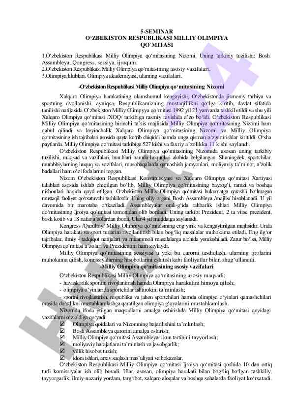 O‘zbekiston respublikasi milliy olimpiya qo‘mitasi nizomi