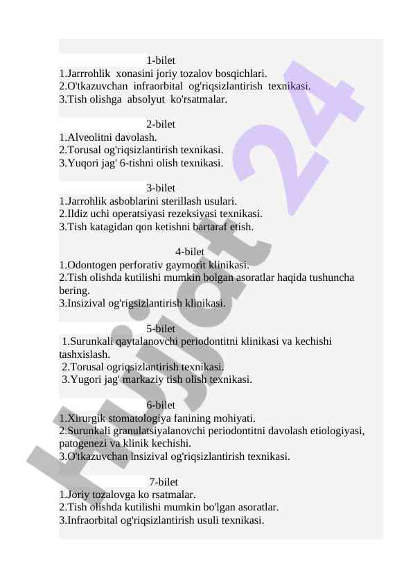 Jarrohlik xonasini tozalash va og'riqsizlantirish