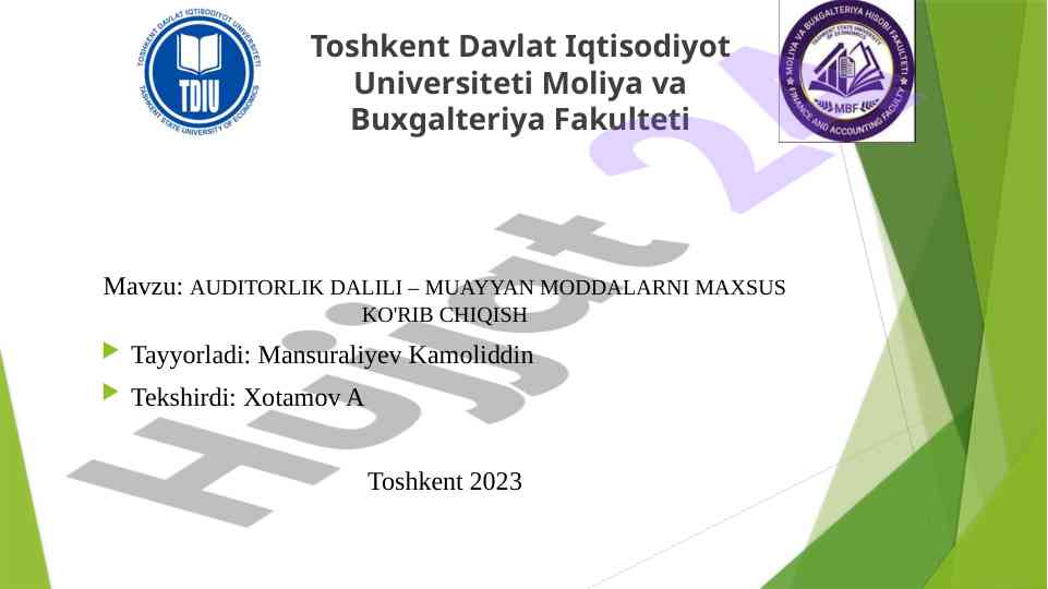 Auditorlik dalillari tushunchasi va turlari