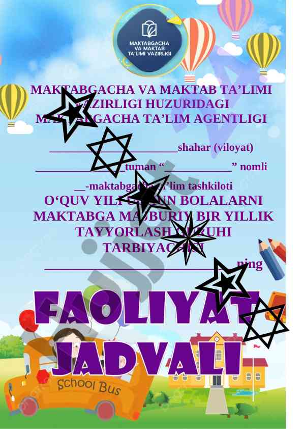 Bolalarni maktabga majburiy bir yillik tayyorlash