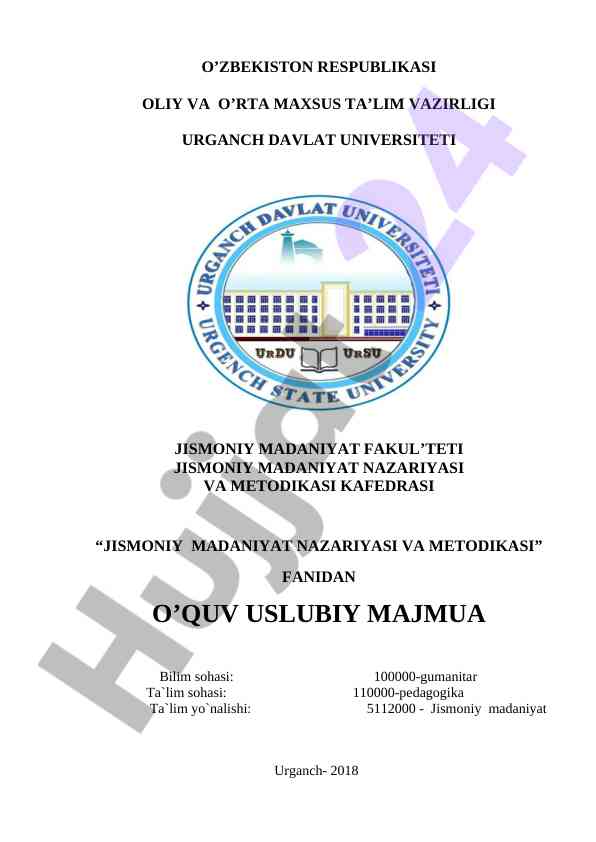 Jismoniy madaniyat nazariyasi va metodikasi uslubi