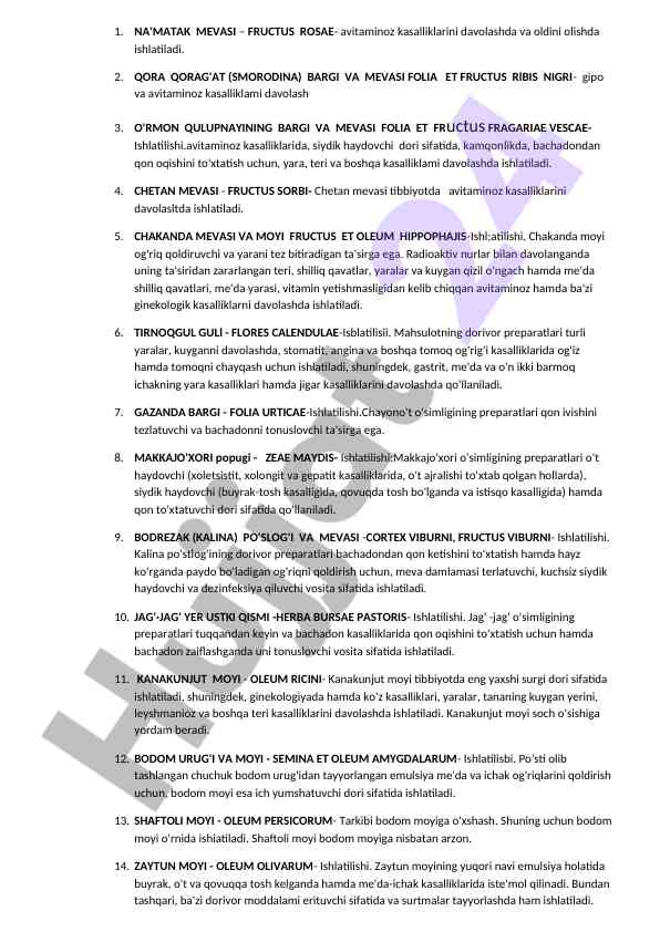 Avitaminoz kasalliklari va ularni davolash usullari