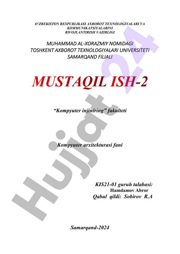 Parallel kompyuterlarning arxitekturasi va ishlash tamoyillari