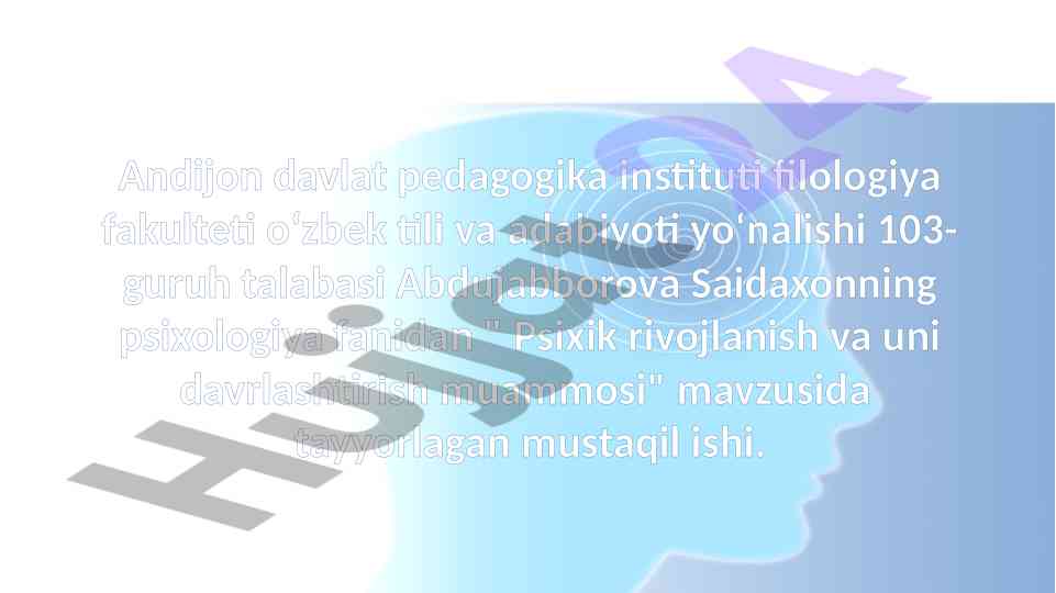 Psixik rivojlanish va uni davrlashtirish muammosi