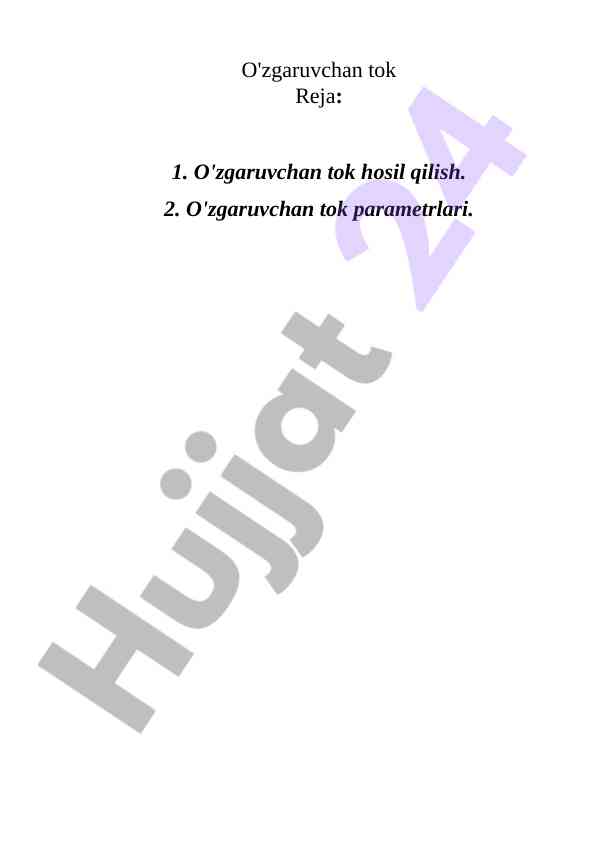 O'zgaruvchan Tok Parametrlari Haqida Ma'lumot