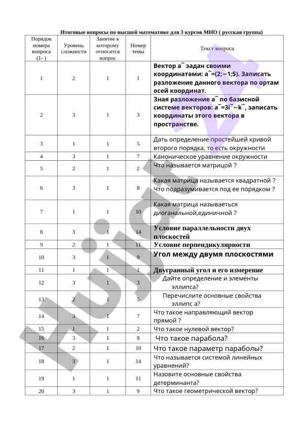 Vyscha matematika bo'yicha 3-kurs savollari