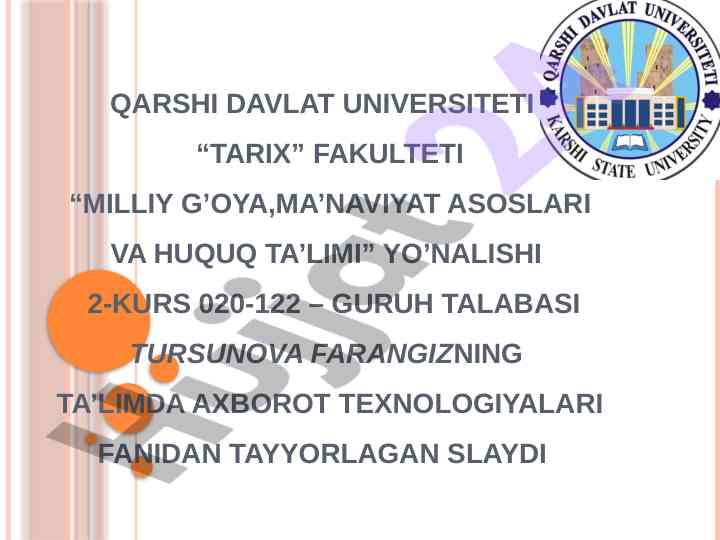 Internetda masofaviy ta’limda foydalanish rejasi