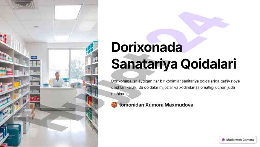 Dorixonada sanatariya qoidalari va ularning ahmiyati