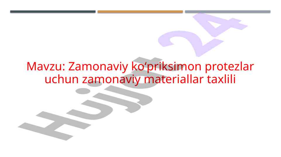 Zamonaviy ko‘priksimon protezlar uchun materiallar tahlili