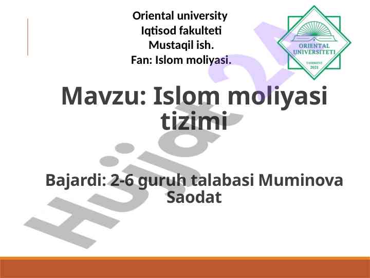 Islom moliyasi tizimining rivojlanishi vaqti