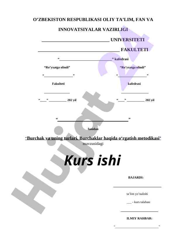 Burchak va uning turlari o‘rgatish metodikasi