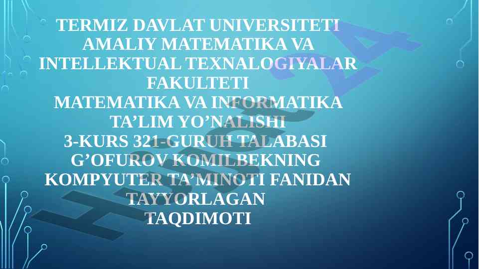 Kompyuterga qo'shmcha yangi texnik qurilmalar taqdimoti