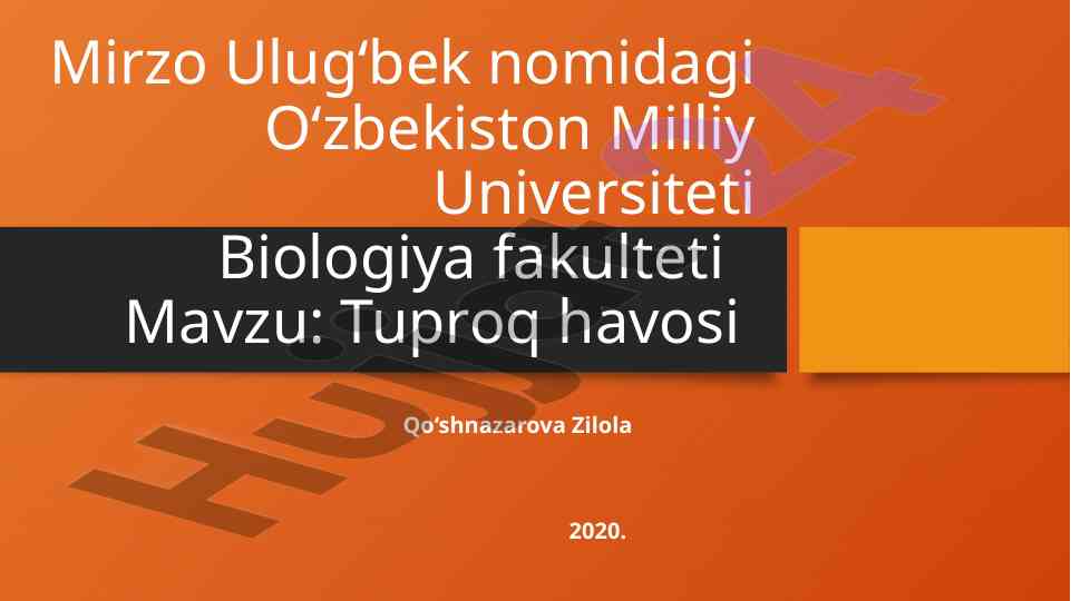 Tuproq havosi va uning holatlari