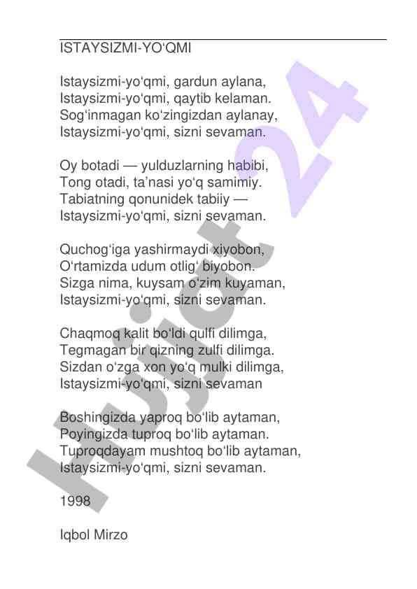 Istaysizmi-yo‘qmi - muhabbat va tabiat shaxsiyati