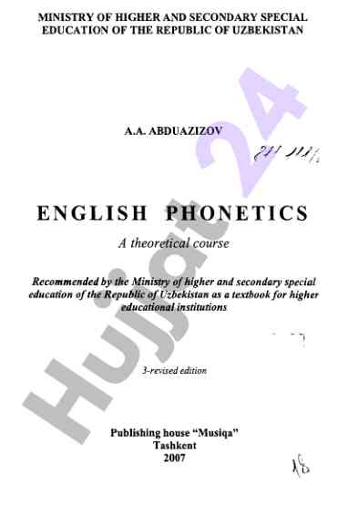 English phonetics a theoretical course for students