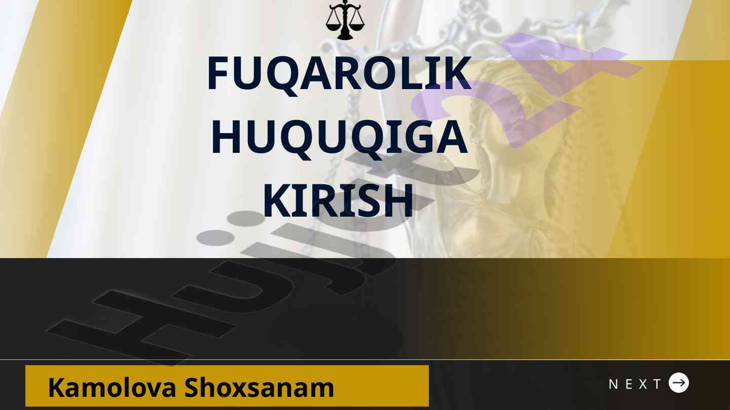 Fuqarolik huquqi tushunchasi va munosabatlar