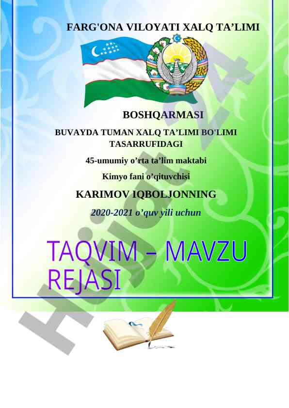 Kimyo o‘qitish maqsadlari va vazifalari