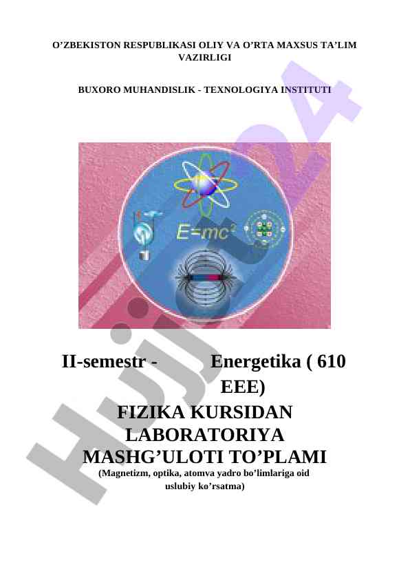 Fizika kursidan laboratoriya mashg'uloti to'plami