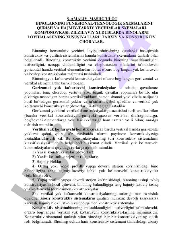 Binolarni konstruktiv loyihalash asoslari