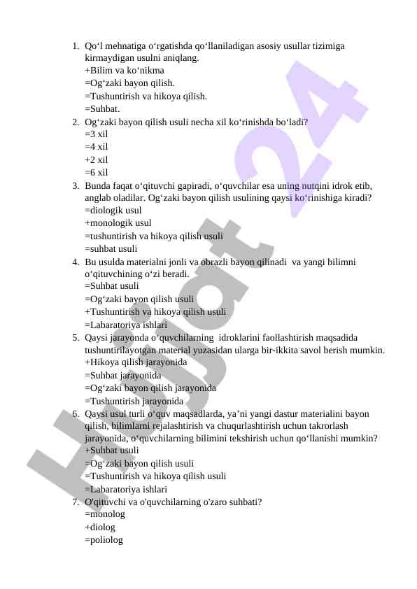 Og‘zaki bayon qilish usullari va ularni tahlil