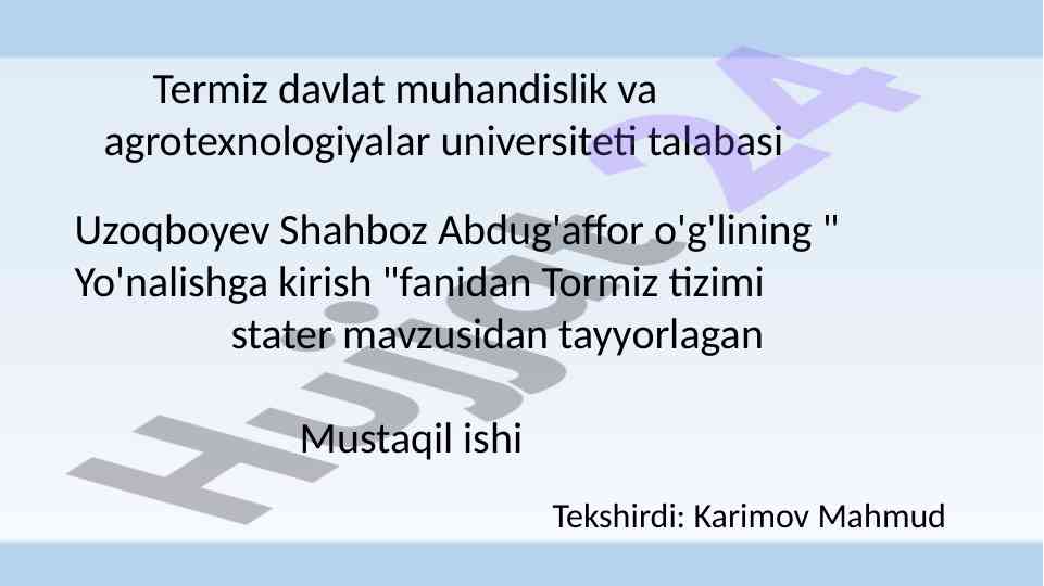 Avtomobil o't oldirish tizimlari va ularning vazifalari