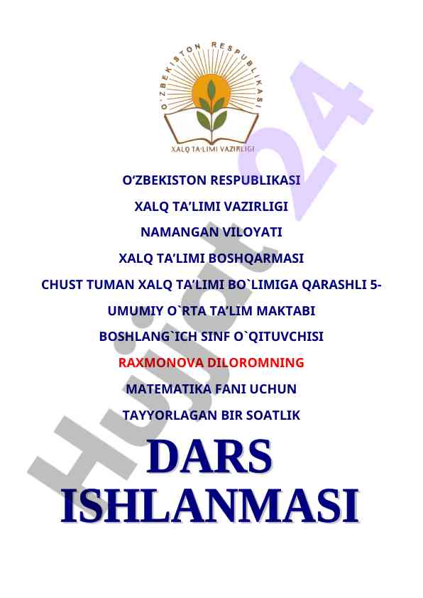 O`nlik sanoq sistemasi dars plani
