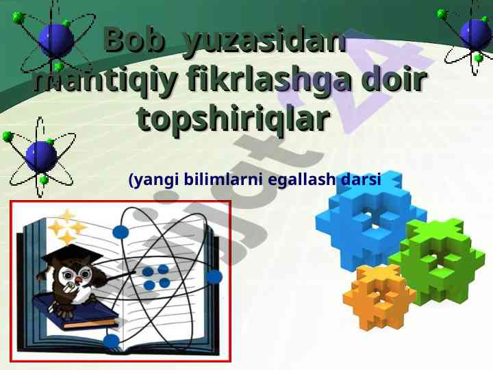 Suv istemoli va mantiqiy fikrlash bo'yicha topsiriqlar