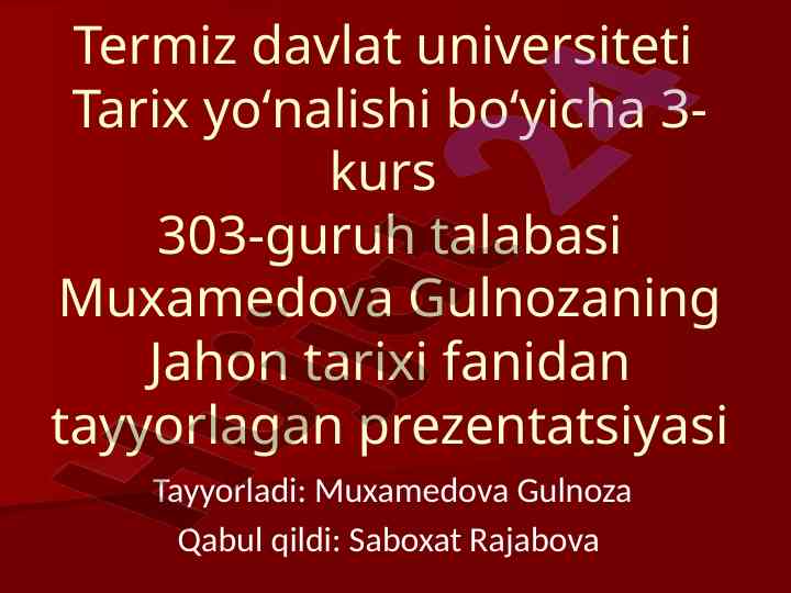Misrning tarixiy rivojlanishi va jarayonlari