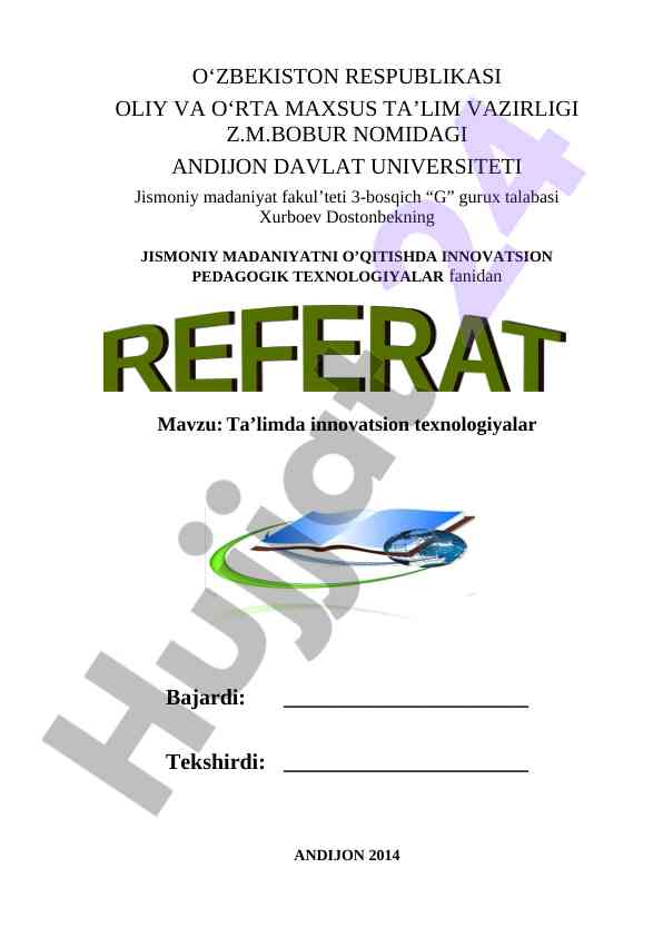 Innovatsion texnologiyalar ta'limda rivojlantirish