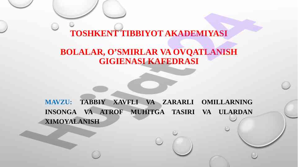 Tabbiy xavfli omillar va ularning ta'siri