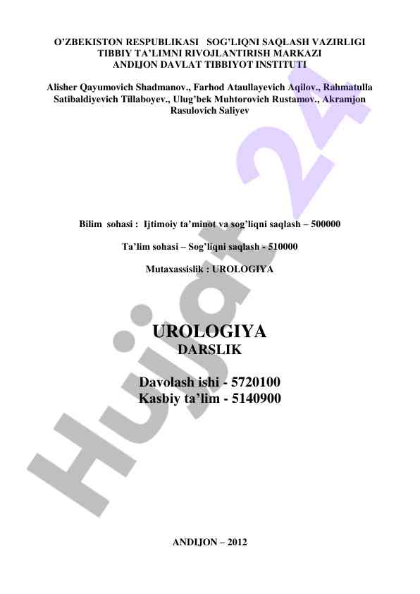 Urologiya darslik taqdimoti hamda malumotlar