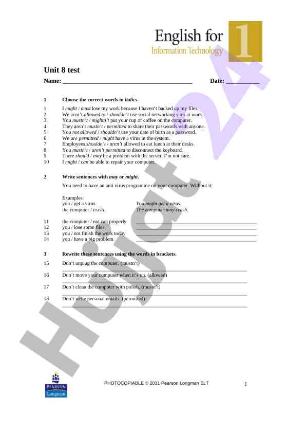 Unit 8 test mavzusi: kompyuter xavfsizligi