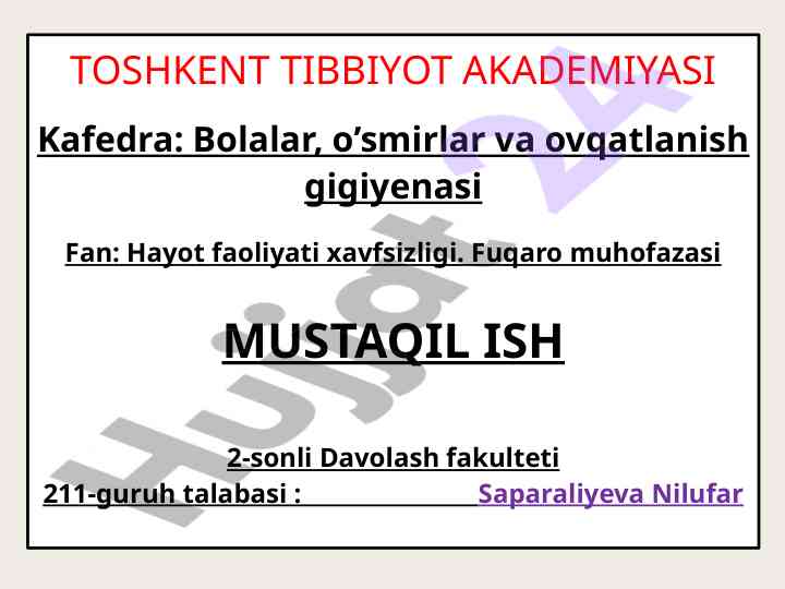 Dozimetrik asboblar va usullari haqida mustaqil ish