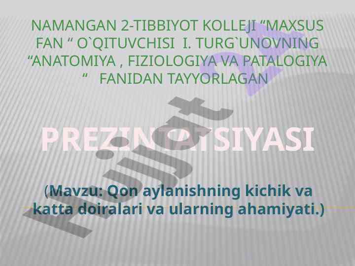 Qon aylanishining kichik va katta doiralari