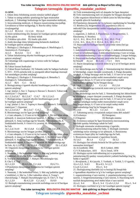 Odam ilmiy bilishining asoslari testi