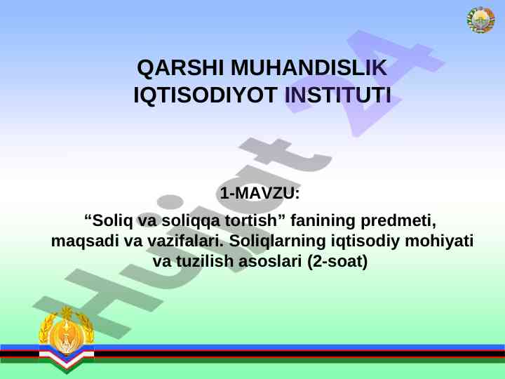 Soliq va soliqqa tortish fanining asoslari