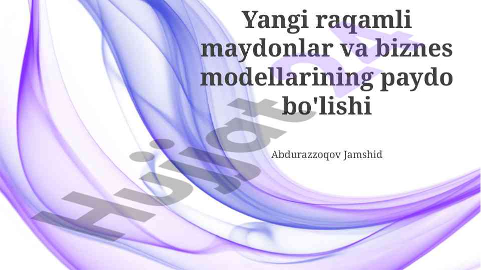 Yangi raqamli maydonlar va biznes modellari