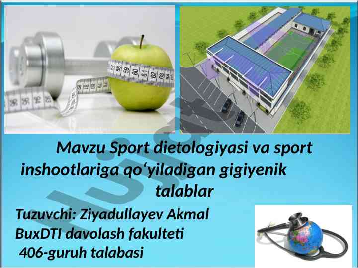 Sport dietologiyasi va gigiyenik talablar