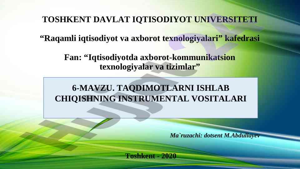 Instrumental vositalar taqdimotlarni ishlab chiqish