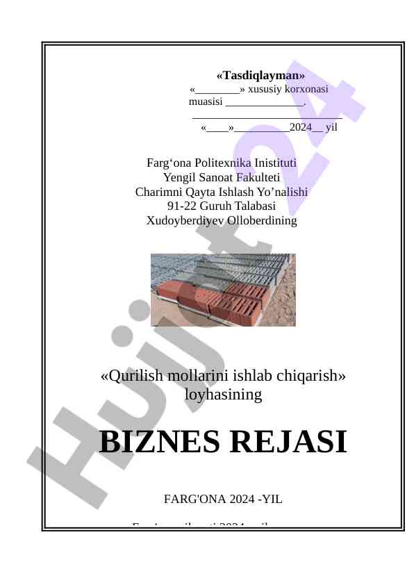 Loyihalar yaratish uchun biznes-reja tahlili