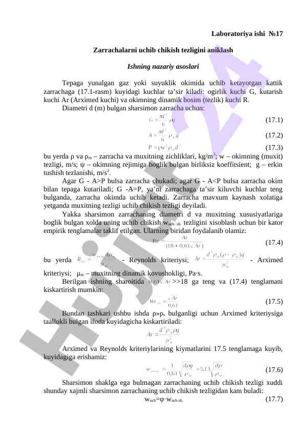 Zarrachalarni Uchib Chikish Tezligini Aniklash