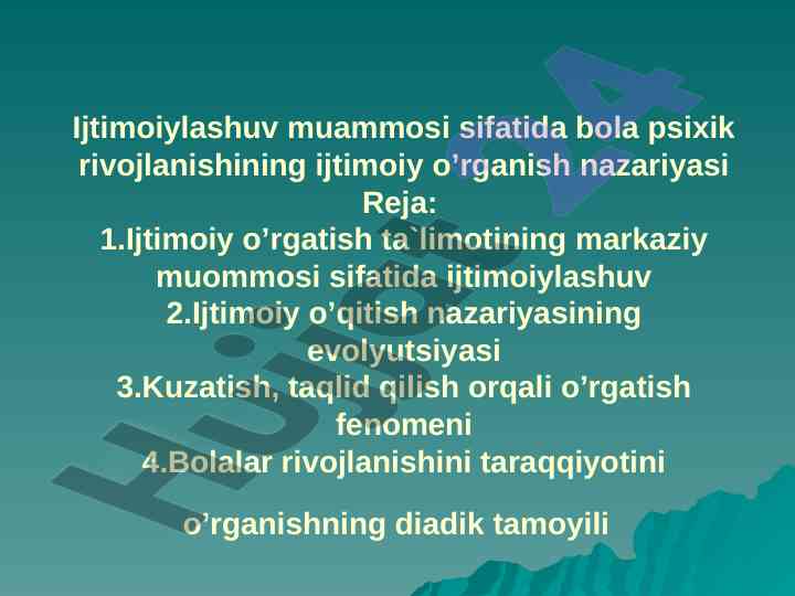 Ijtimoiylashuv muammosi va bola rivojlanishi