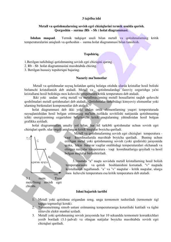 Metall va qotishmalarning sovish egri chiziqlari