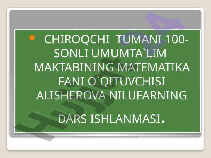 Kvadrat tenglamani yechish dars ishlanmasi