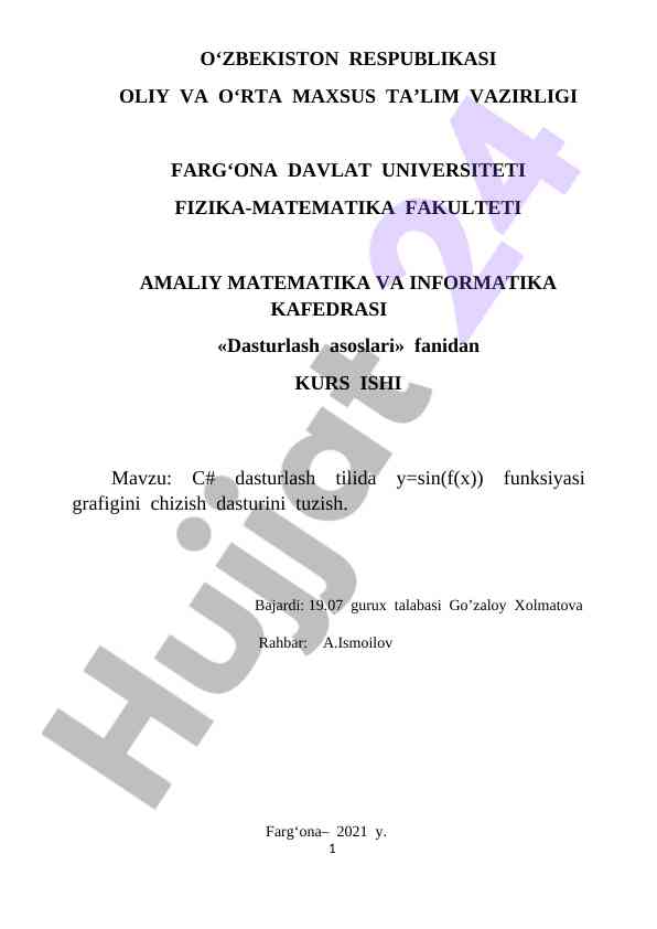 C# dasturlash tilida funksiya grafi yaratish