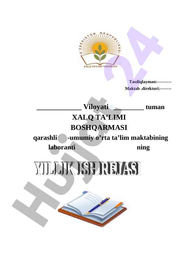 Biologiya laboratoriysi uchun ish rejasi