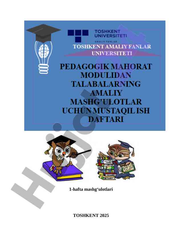 Pedagogik mahorat modulida o‘rganish mashg‘ulotlari