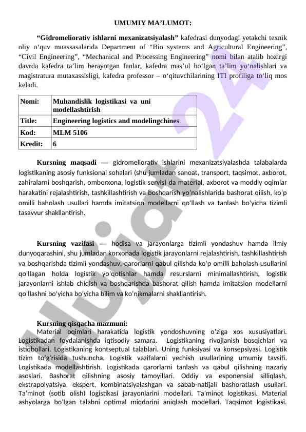 Gidromeliorativ ishlarni mexanizatsiyalash