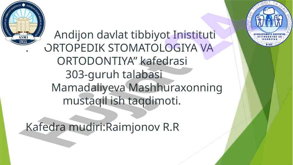 Ikkilamchi deformatsiya va tish qatorlari tadqiqoti